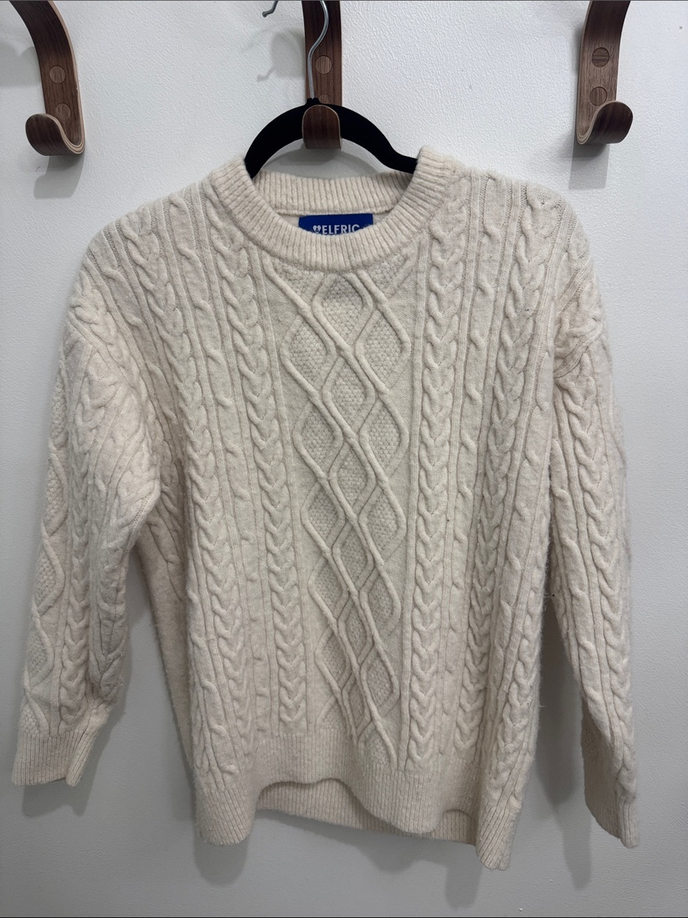 Aelfric Eden Cream Cable Knit Crewneck Sweater